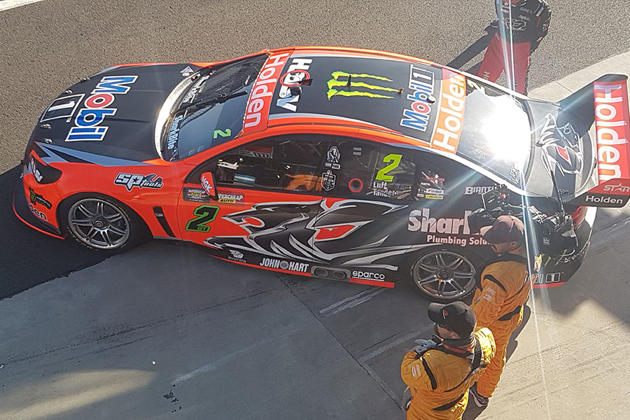 Holden race car in pit lane